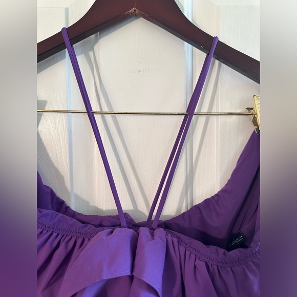 NWT ZARA SWIM Cheeky Purple Ruffle 1 PIECE SM BLOGGER FAVORITE Plunging Neckline - Picture 14 of 16